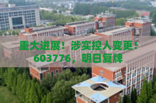 重大进展！涉实控人变更！603776，明日复牌