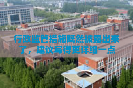 行政监管措施既然披露出来了，建议写得更详细一点