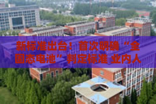 新标准出台！首次明确“全固态电池”判定标准 业内人士：可有效避免概念炒作