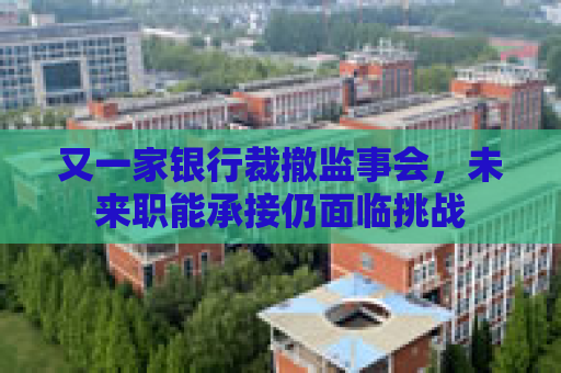 又一家银行裁撤监事会，未来职能承接仍面临挑战
