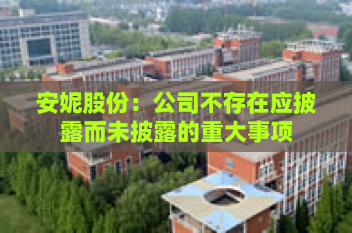 安妮股份：公司不存在应披露而未披露的重大事项