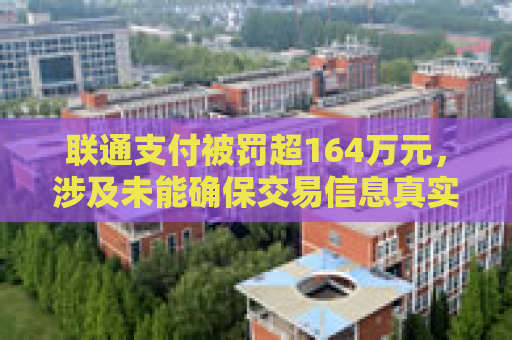 联通支付被罚超164万元，涉及未能确保交易信息真实、完整、可追溯等违法行为