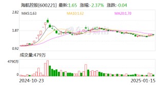 海航控股：2024年12月旅客运输量同比增长30.65%