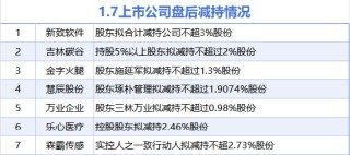 1月7日增减持汇总：中国稀土等7股增持 新致软件等7股减持（表）