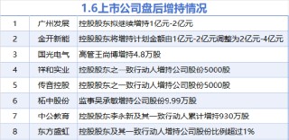 1月6日增减持汇总：传音控股等8股增持 麦迪科技等3股减持（表）