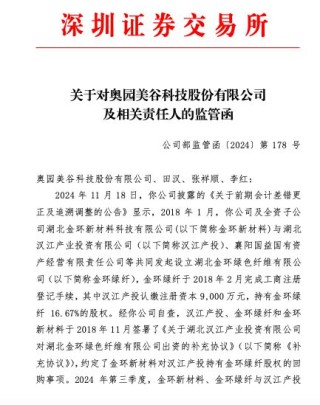 ST美谷收监管函：财务信息披露不准确致多项财务指标追溯调整