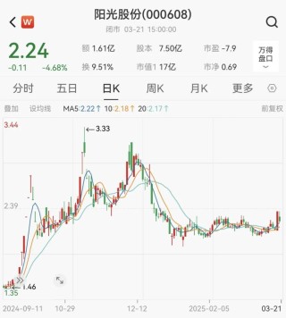 突发公告，阳光股份或被*ST ，营业总收入持续下滑，业绩持续承压，董事长陈家贤为“90后”