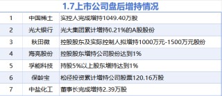 1月7日增减持汇总：中国稀土等7股增持 新致软件等7股减持（表）