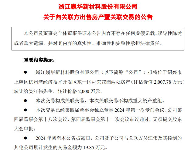 上市公司要将6000余平方米房产转让给董事长，作价2000万元  第1张