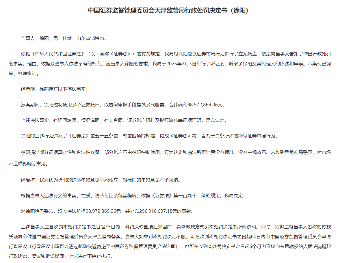 获利9897万、罚没3.96亿！一股民以虚假申报手段操纵多只股票被罚  第1张