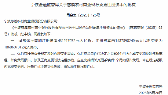 宁波两家农商行获批增资  第1张